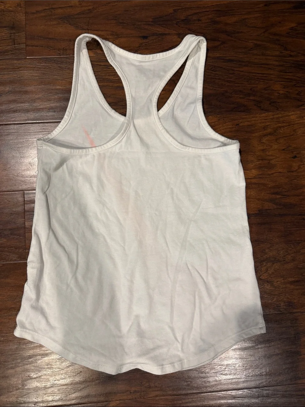 Nike White Racerback Tank with Pink-Orange Swoosh